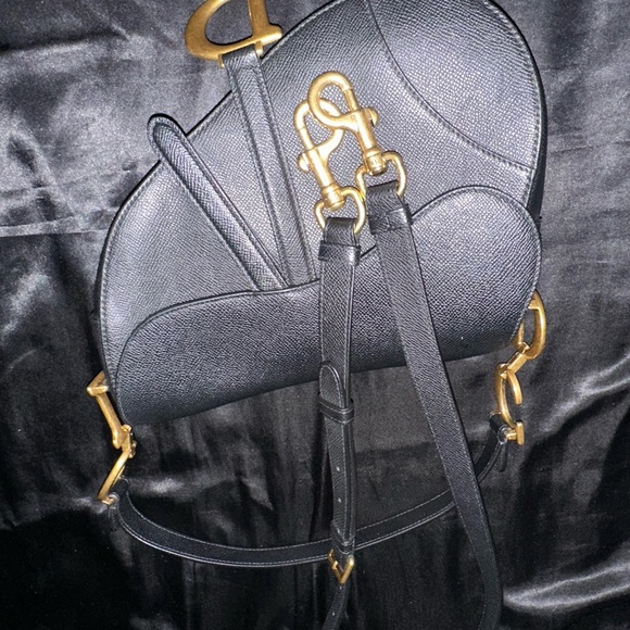 Christin Dior Black Saddlebag with Strap - Picture 10 of 11